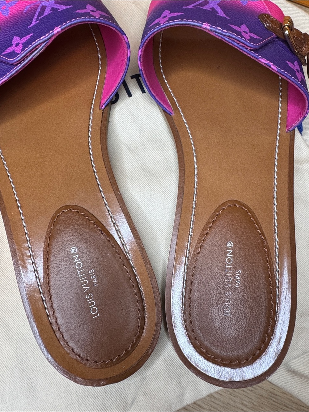 Louis Vuitton Spring In The City Lock It Flat Mule Pink Purple Ombré Sandals - Picture 5 of 8